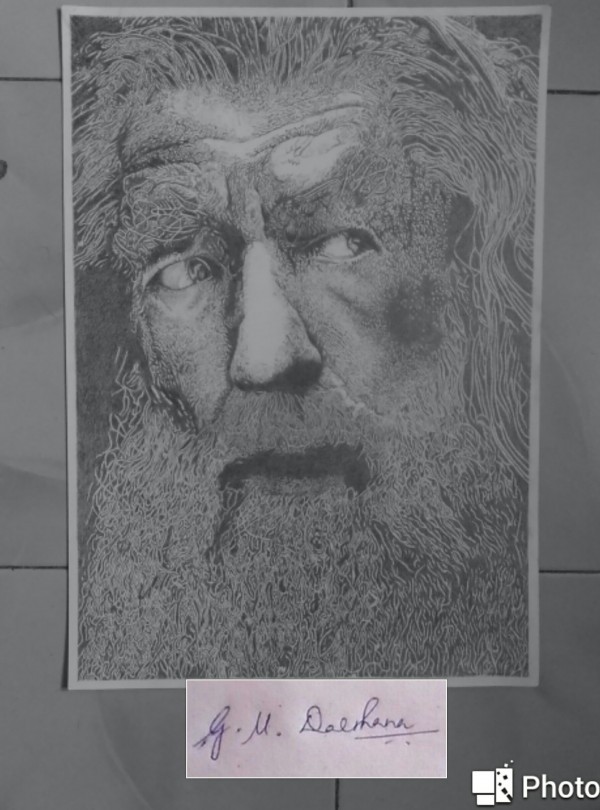 Great Pencil Sketch Of Gandalf - DesiPainters.com