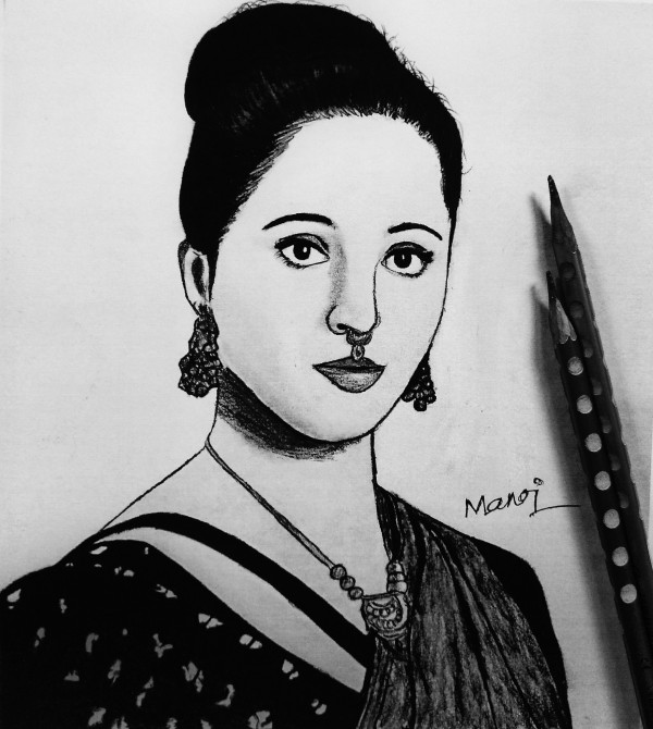 Beautiful Pencil Sketch Of Anushka Shetty - DesiPainters.com