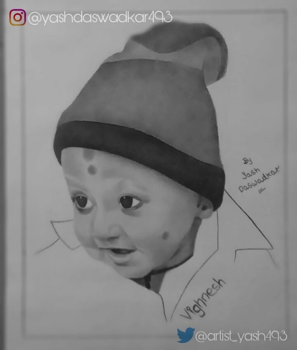 Pencil Sketch Of Cute Baby Drawn By Yash daswadkar - DesiPainters.com