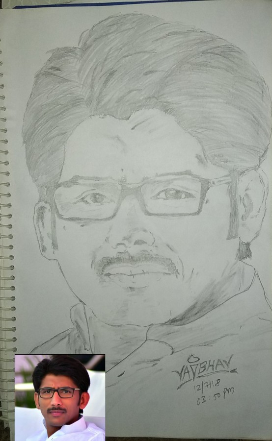 Pencil Sketch Of Balraje Patil - DesiPainters.com