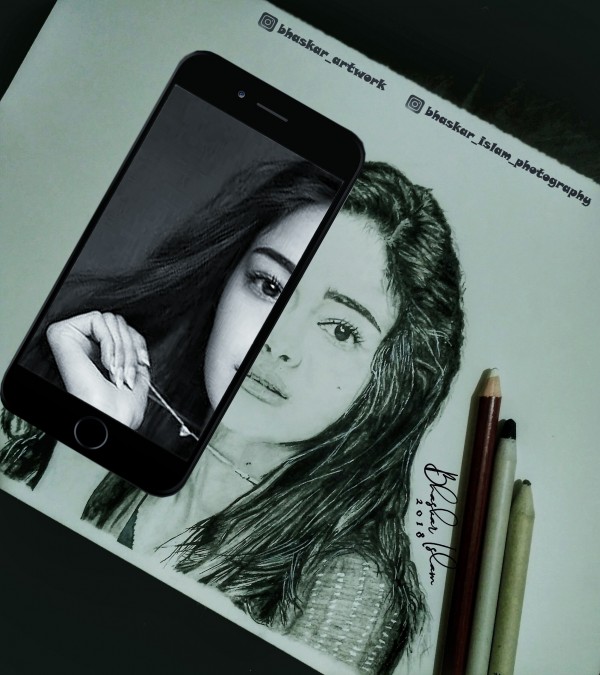Pencil Sketch Of The Prettiest SOTY2 Actress Ananya Panday - DesiPainters.com
