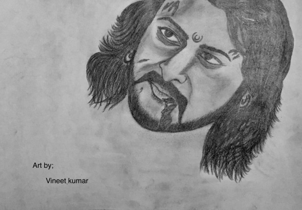 Amazing Pencil Sketch Art Of Bahubali Vineet - DesiPainters.com