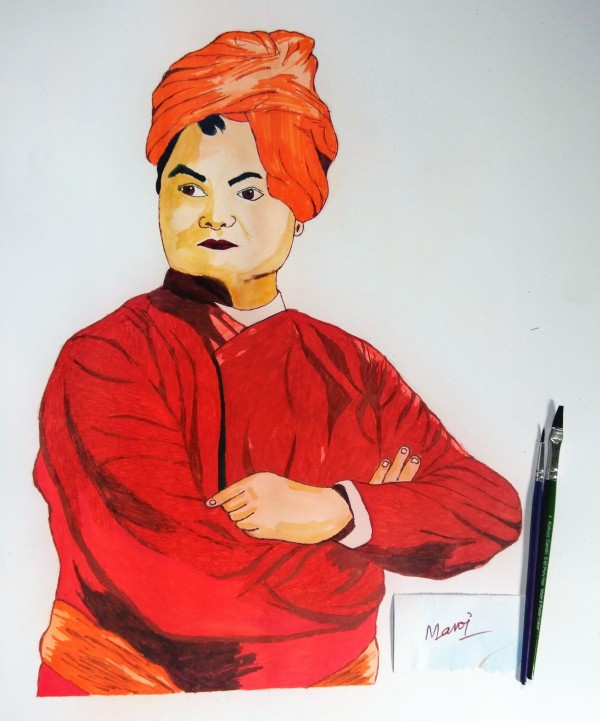 Brilliant Watercolor Painting Of Swami Vivekananda - DesiPainters.com