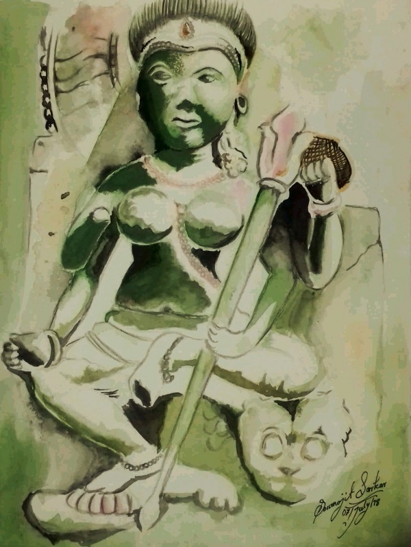 Beautiful Watercolor Painting Of Goddess - DesiPainters.com
