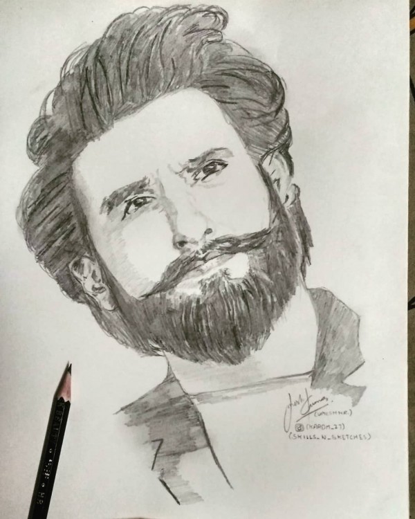 Great Pencil Sketch Of Ranveer Singh - DesiPainters.com