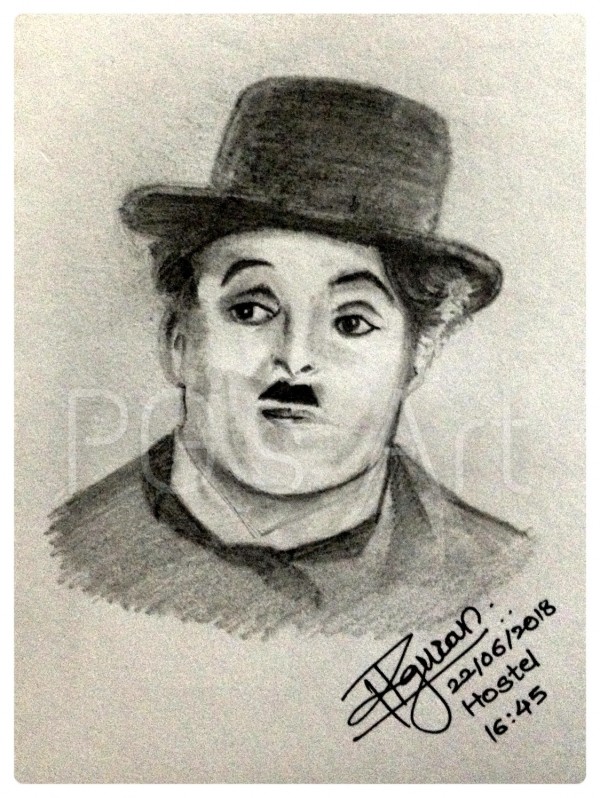 Great Pencil Sketch Of Charlie Chaplin By Prasad K Guravb