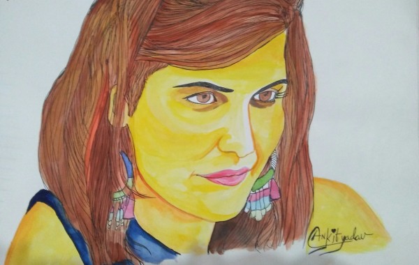 Watercolor Painting Of Zareen Khan - DesiPainters.com