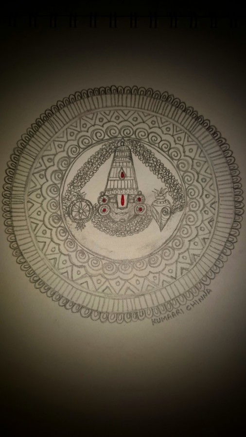 Beautiful Pencil Sketch Of Lord Sri Venkateswara Swami Varu - DesiPainters.com