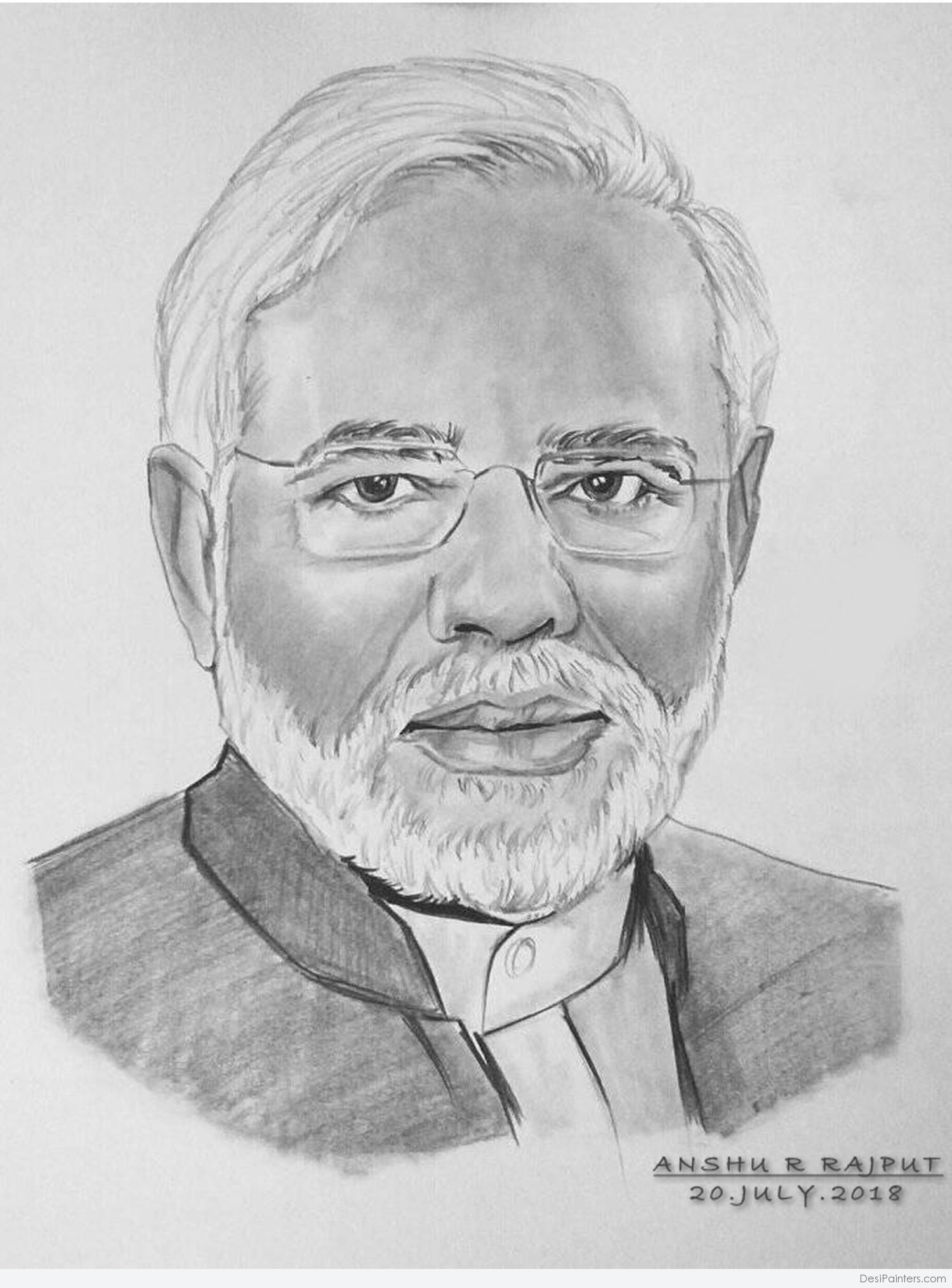 Modi Pencil Drawing