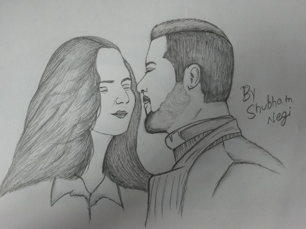 Pencil Sketch Of Salman Khan And Katrina Kaif - DesiPainters.com