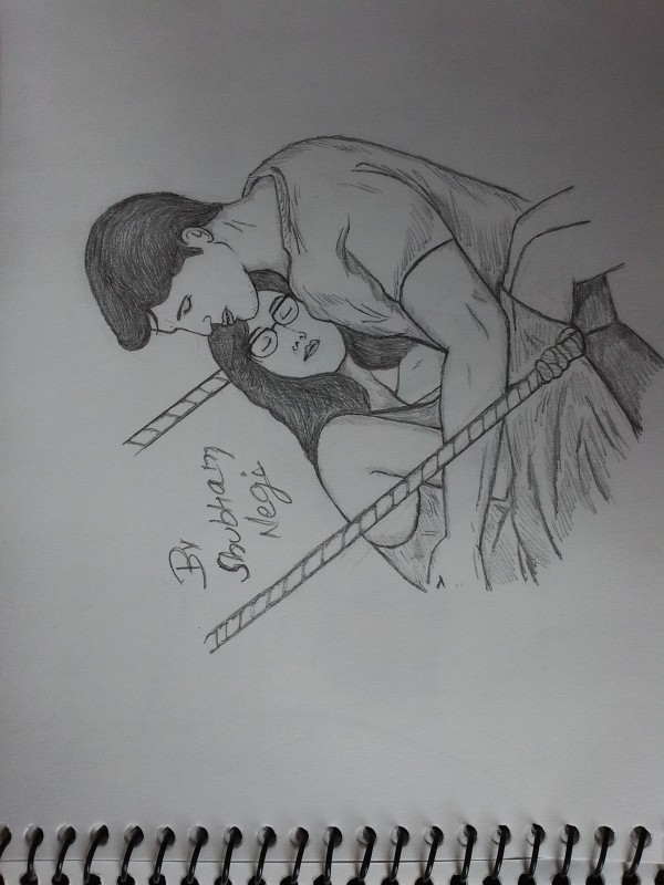 Pencil Sketch Of Beautiful Couple - DesiPainters.com