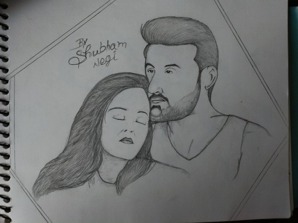 Pencil Sketch Of Ranbir Kapoor & Aishwarya Rai - DesiPainters.com