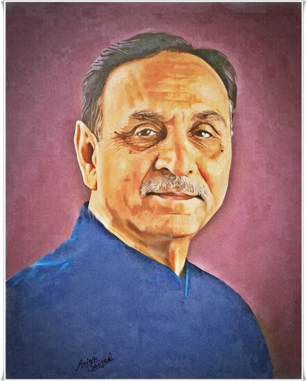 Mixed Painting Of Chief Minister Of Gujarat Vijay Rupani