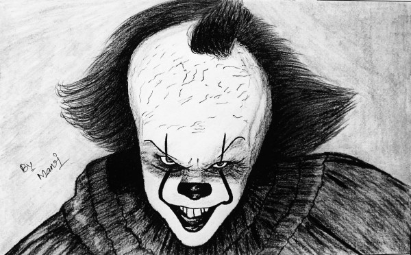 Perfect Pencil Sketch Of The Evil Character From The Movie IT - DesiPainters.com