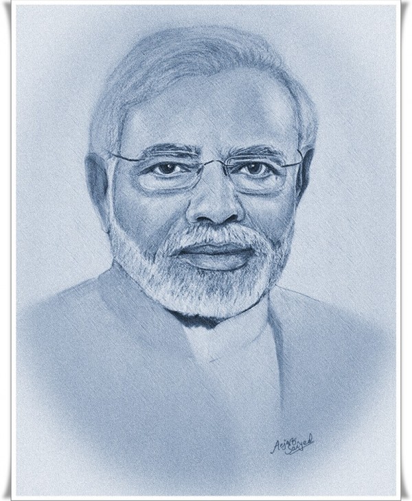 Pencil Sketch Of Prime Minister Of India Narendra Modi - DesiPainters.com