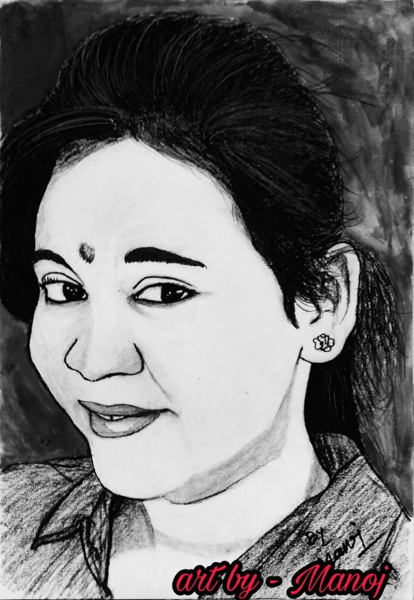 Beautiful Pencil Sketch Of Baivabi Nayak - DesiPainters.com
