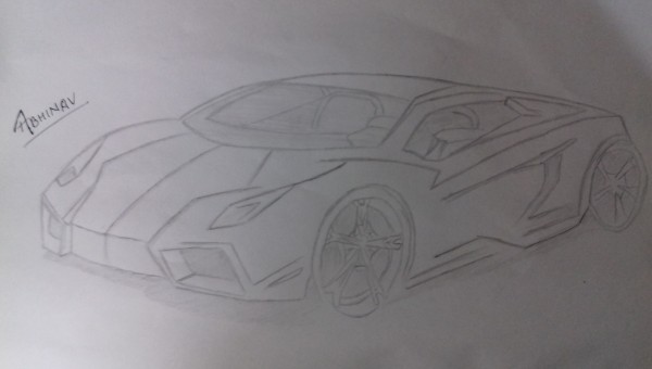 Pencil Sketch Of Car By Abhinav - DesiPainters.com