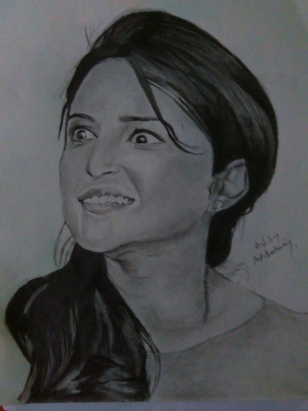 Wonderful Pencil Sketch Of Parineeti Chopra - DesiPainters.com