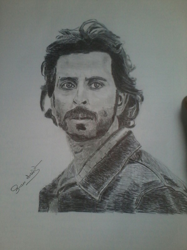 Amazing Pencil Sketch Of Hrithik Roshan - DesiPainters.com