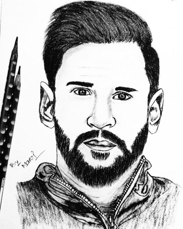 Great Pencil Sketch Of Lionel Messi - DesiPainters.com
