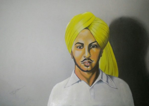 Awesome 3D Pencil Color Of Bhagat Singh - DesiPainters.com