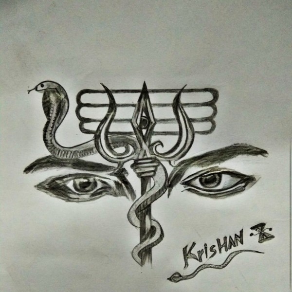 Wonderful Pencil Sketch Of Lord Shiva