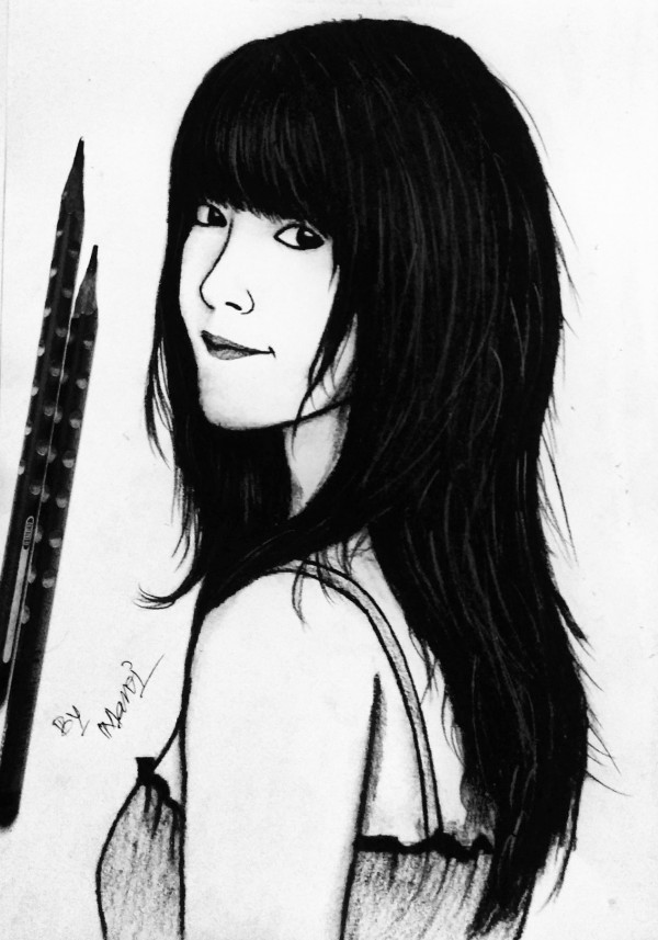 Beautiful Pencil Sketch Of Girl - DesiPainters.com