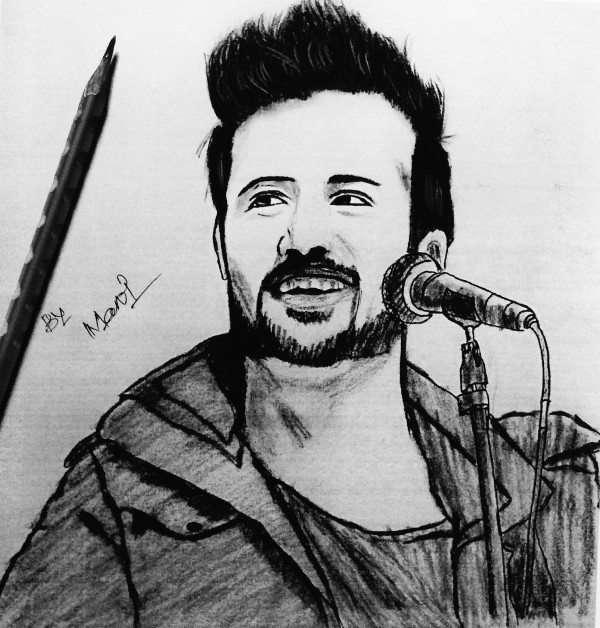 Wonderful Pencil Sketch Of Atif Aslam - DesiPainters.com