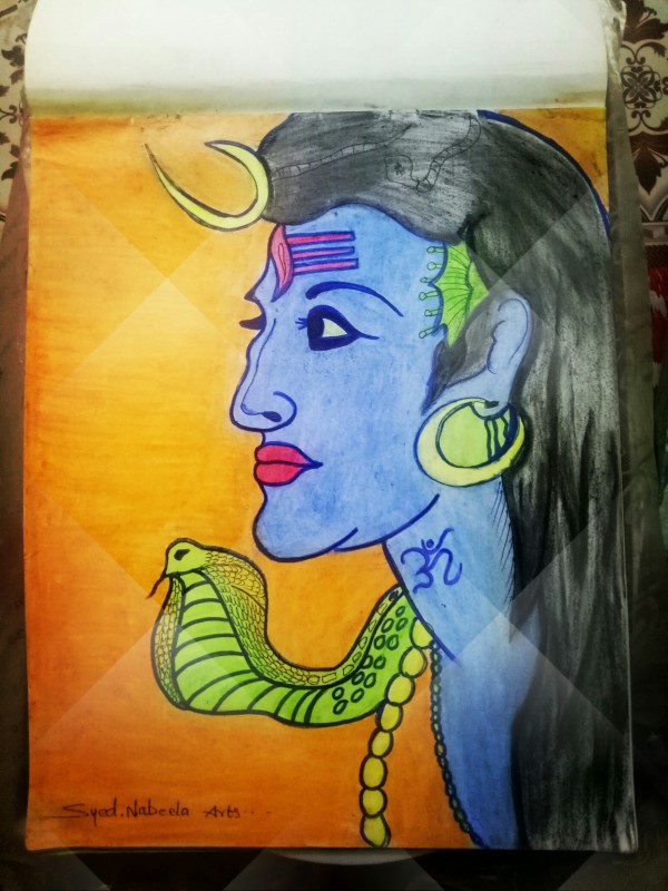 Awesome Pastel Painting Of Lord Shiva