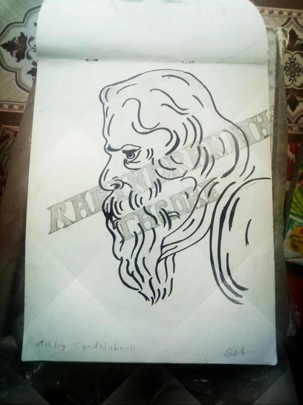 Wonderful Pencil Sketch Of Rabindranath Tagore - DesiPainters.com