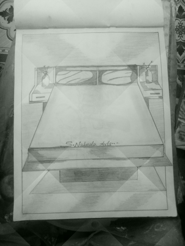 Pencil Sketch Of Bed By S.Nabila - DesiPainters.com