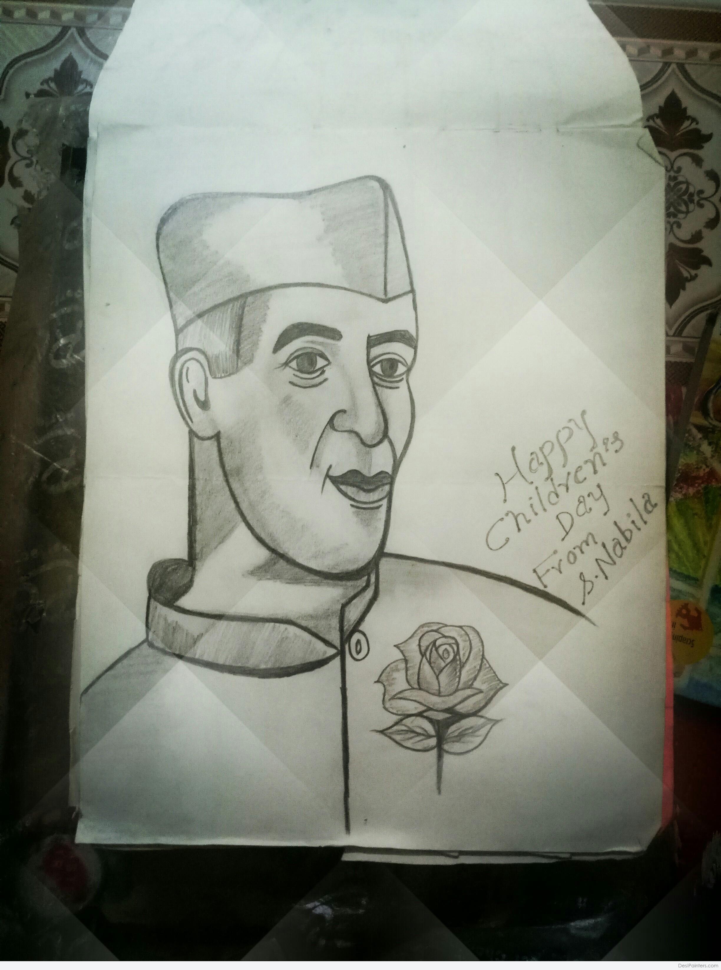 Digital Sketch Of Jawaharlal Nehru Ji - Desi Painters