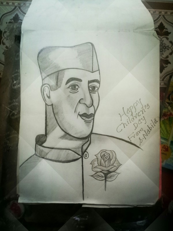 Great Pencil Sketch Of Pandir Jawaharlal Nehru Ji - DesiPainters.com