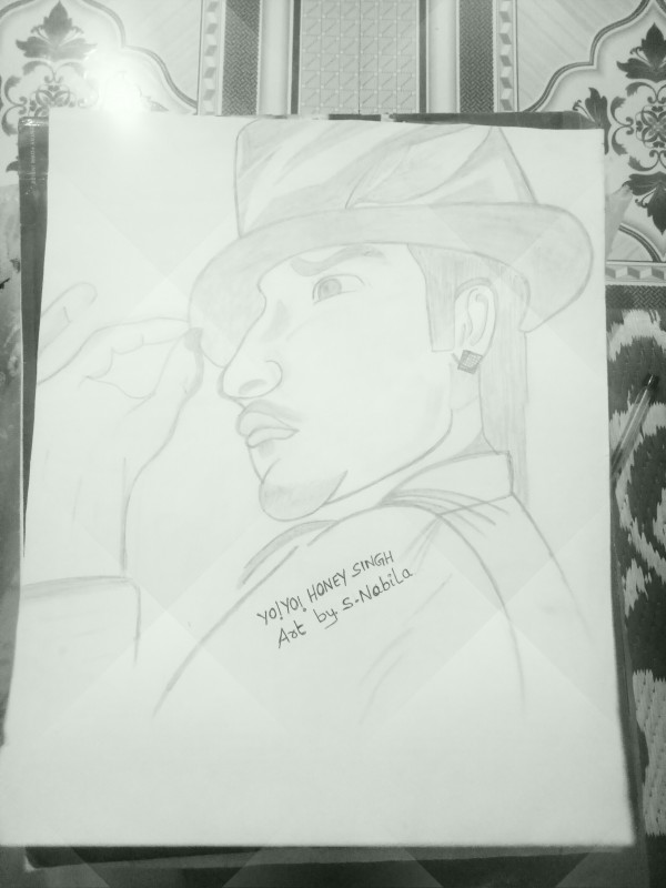 Wonderful Pencil Sketch Of Yo Yo Honey Singh - DesiPainters.com