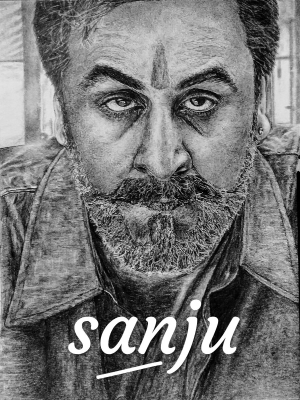 Pencil Sketch Of Sanju (Ranbir Kapoor)