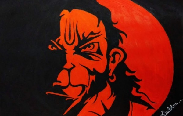 Great Acryl Painting Of Lord Hanuman By Subbu Balineni