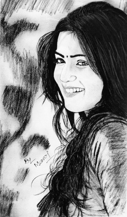 Pencil Sketch Of Beautiful Girl By Manoj Kumar Naik - DesiPainters.com