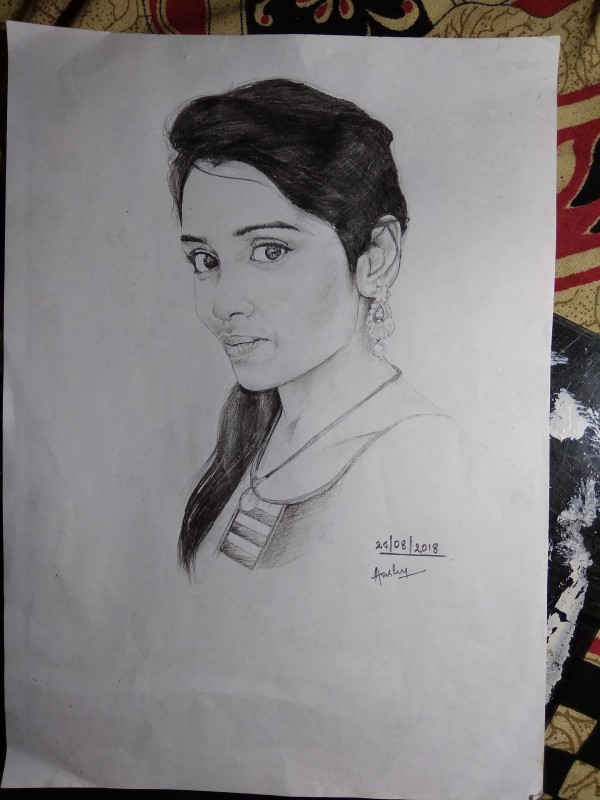 Wonderful Pencil Sketch Of My Friend Ambika - DesiPainters.com