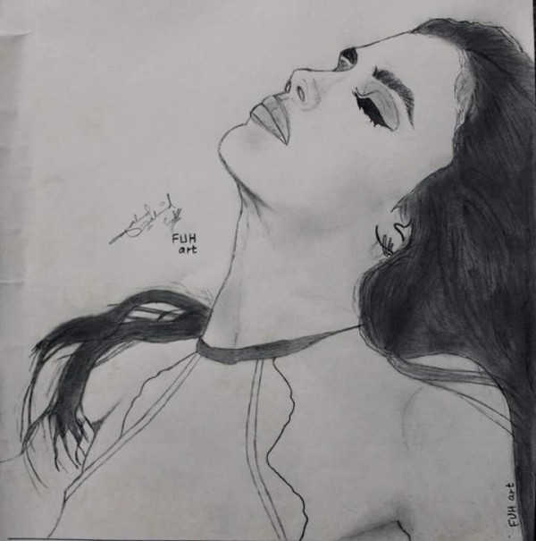 Fantastic Pencil Sketch Art Of Girl By Muhammad Fahad - DesiPainters.com