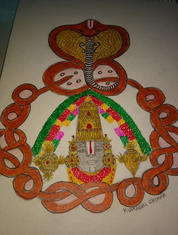 Great Pencil Color Of Lord Sri Venkateswara Swami Varu - DesiPainters.com