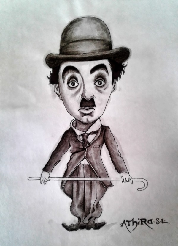 Amazing Water Color Painting Of Charlie Chaplin - DesiPainters.com