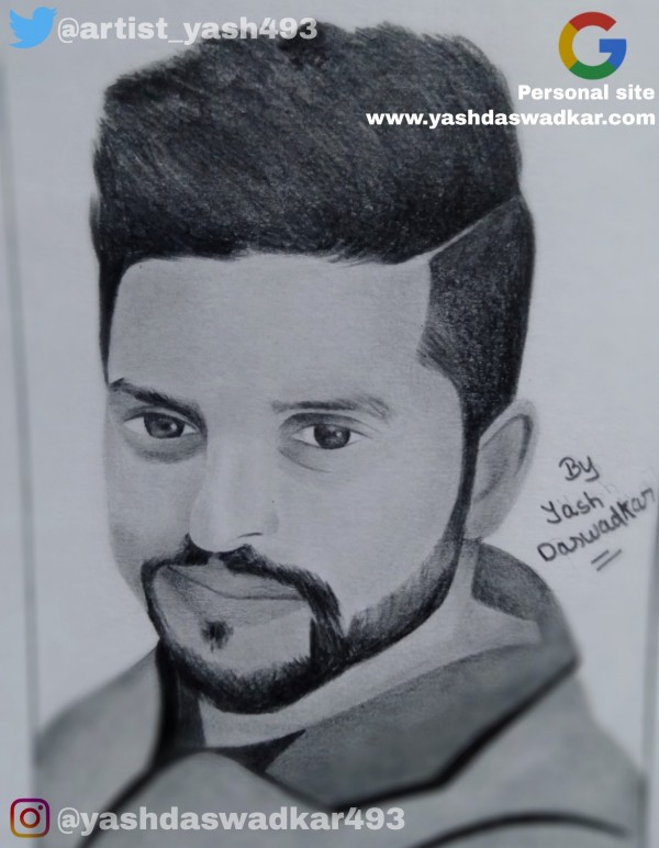 Amazing Pencil Sketch Of Suresh Raina - DesiPainters.com