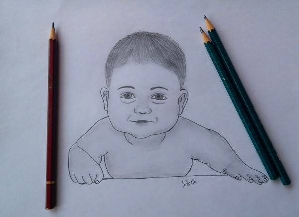 Pencil Sketch Of A Cute Baby