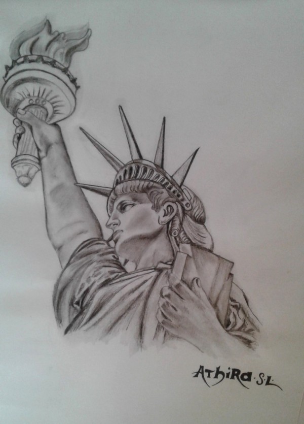 Amazing Pencil Sketch Of Statue of Liberty