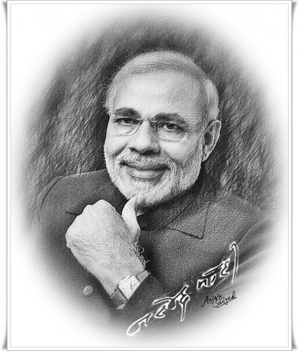 Superb Mixed Painting Of Narendra Modi