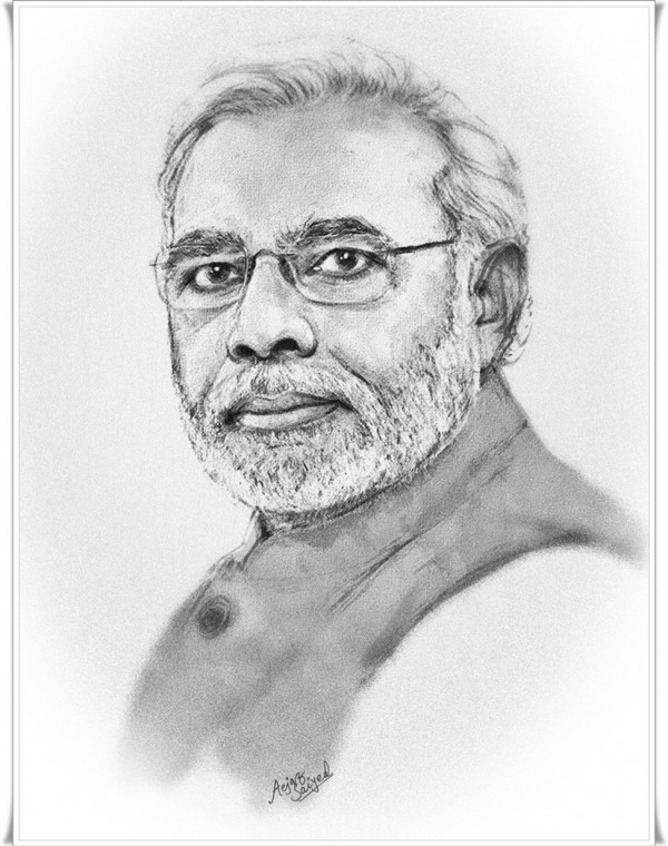 Awesome Mixed Painting Of Narendra Modi