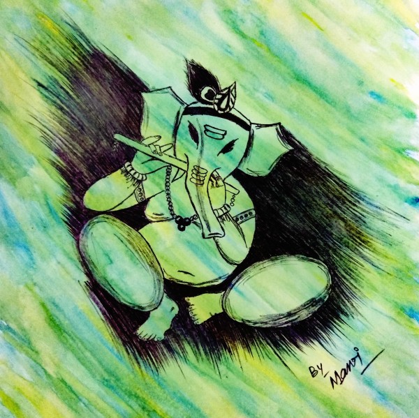 Perfect Watercolor Painting Of Lord Ganesha - DesiPainters.com