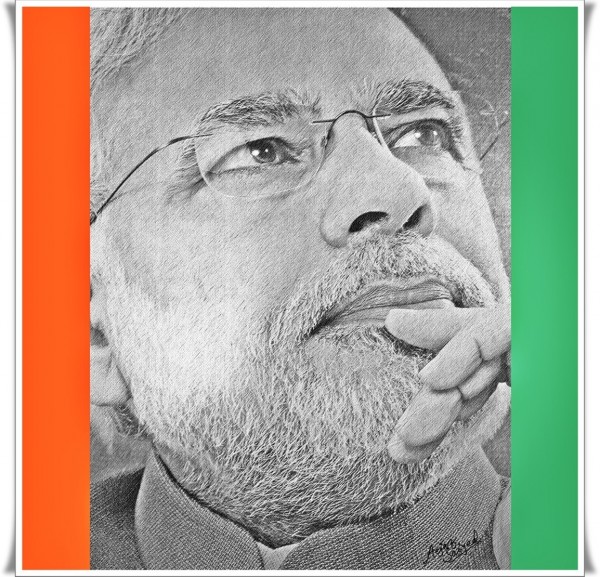 Awesome Digital Painting Of Narendra Modi