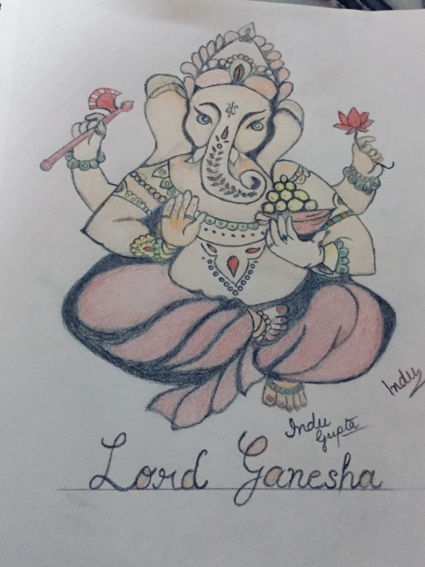 Wonderful Pencil Color Of Lord Ganesha - DesiPainters.com