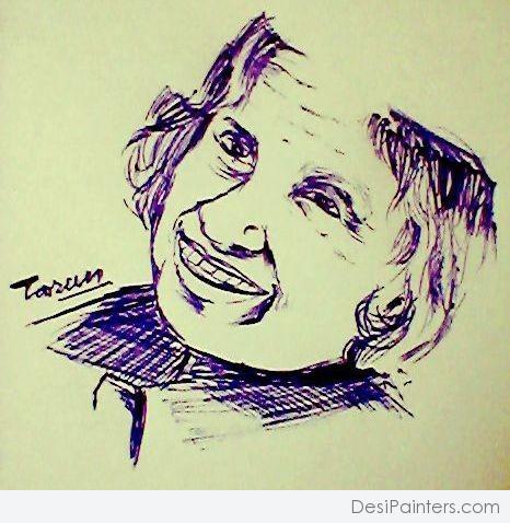 Brilliant Ink Painting Of Dr. APJ Kalam - DesiPainters.com